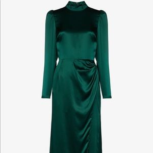 Reformation Carmelina Midi Silk Dress in Emerald